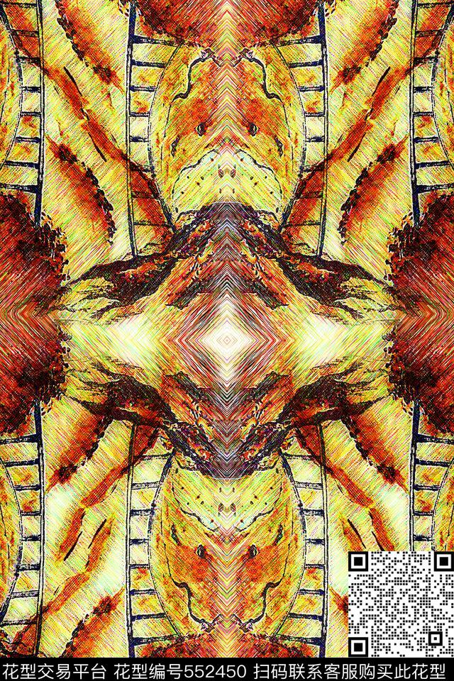 抽象线条几何数码印花华亿平台下载（图片编号: 552450） - 瓦栏（Walan）