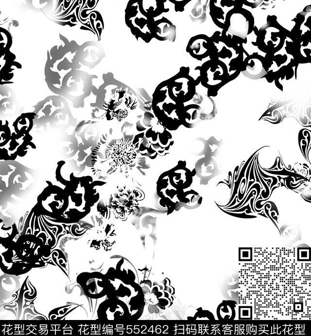 民族蝴蝶花图腾传统印花华亿平台下载（图片编号: 552462） - 瓦栏（Walan）