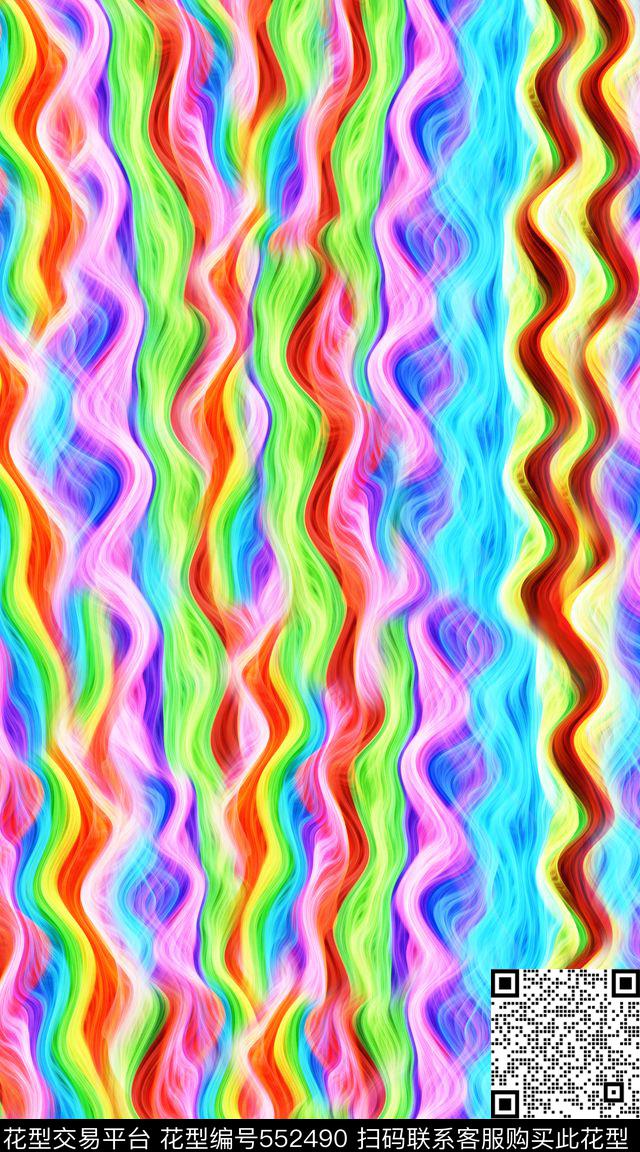 创意抽象波纹数码印花华亿平台下载（图片编号: 552490） - 瓦栏（Walan）