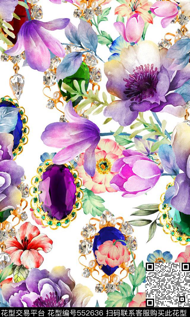 花卉罂粟水彩画数码印花华亿平台下载（图片编号: 552636） - 瓦栏（Walan）