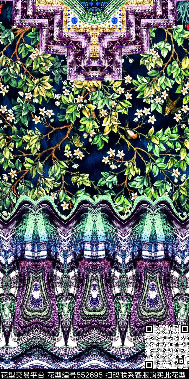 时尚花卉定位数码印花华亿平台下载（图片编号: 552695） - 瓦栏（Walan）