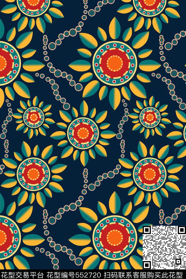 创意符号花卉传统印花华亿平台下载（图片编号: 552720） - 瓦栏（Walan）