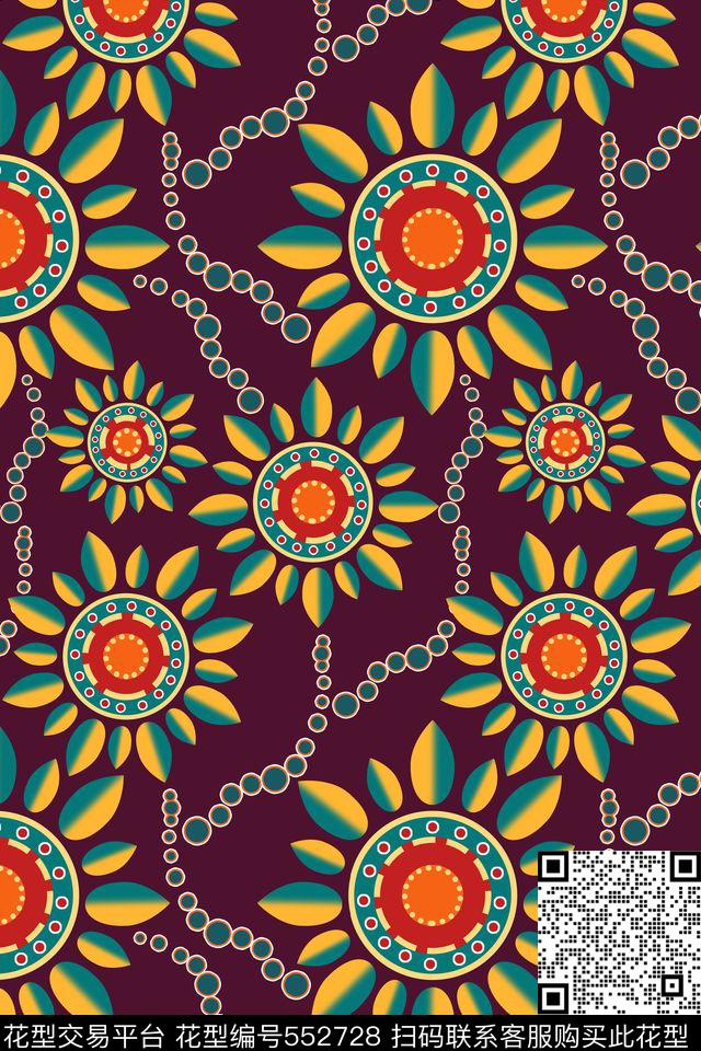 创意符号花卉传统印花华亿平台下载（图片编号: 552728） - 瓦栏（Walan）