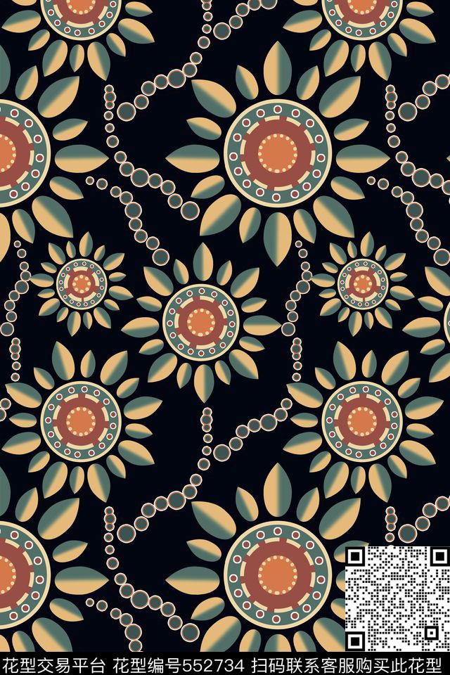 创意符号花卉传统印花华亿平台下载（图片编号: 552734） - 瓦栏（Walan）