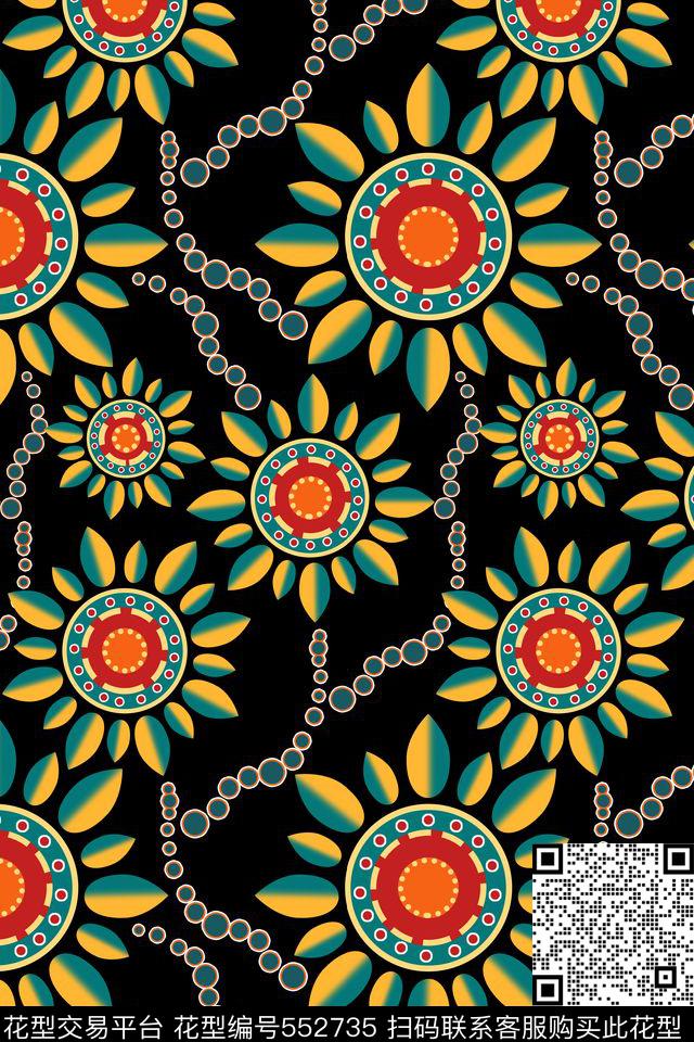 创意符号花卉传统印花华亿平台下载（图片编号: 552735） - 瓦栏（Walan）