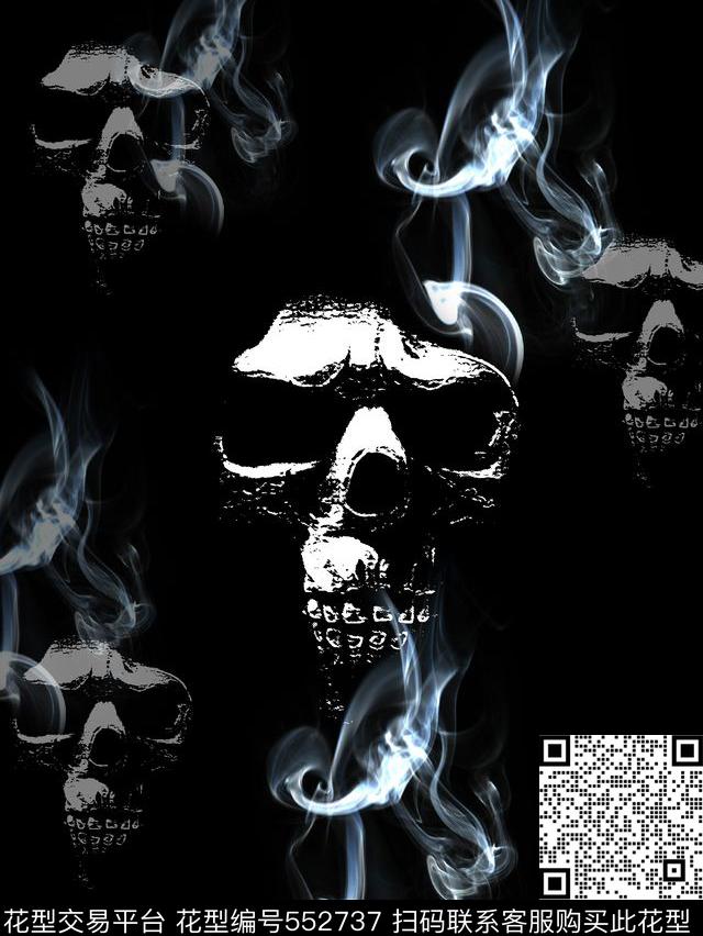 时尚潮流骷髅头火焰数码印花华亿平台下载（图片编号: 552737） - 瓦栏（Walan）