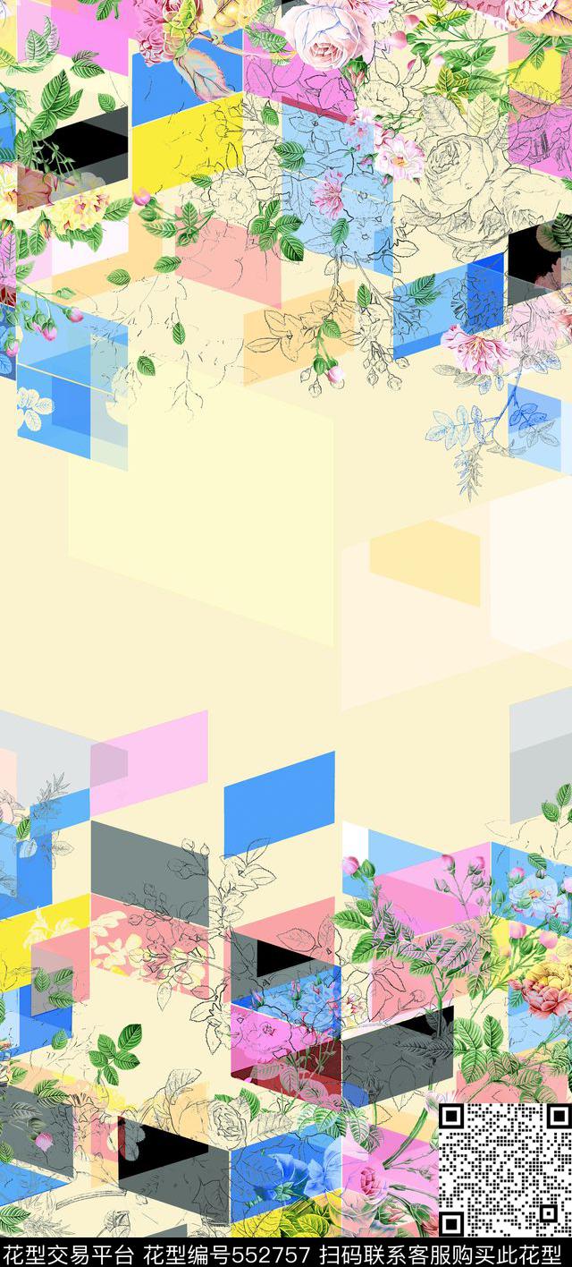 现代组合时尚数码印花华亿平台下载（图片编号: 552757） - 瓦栏（Walan）