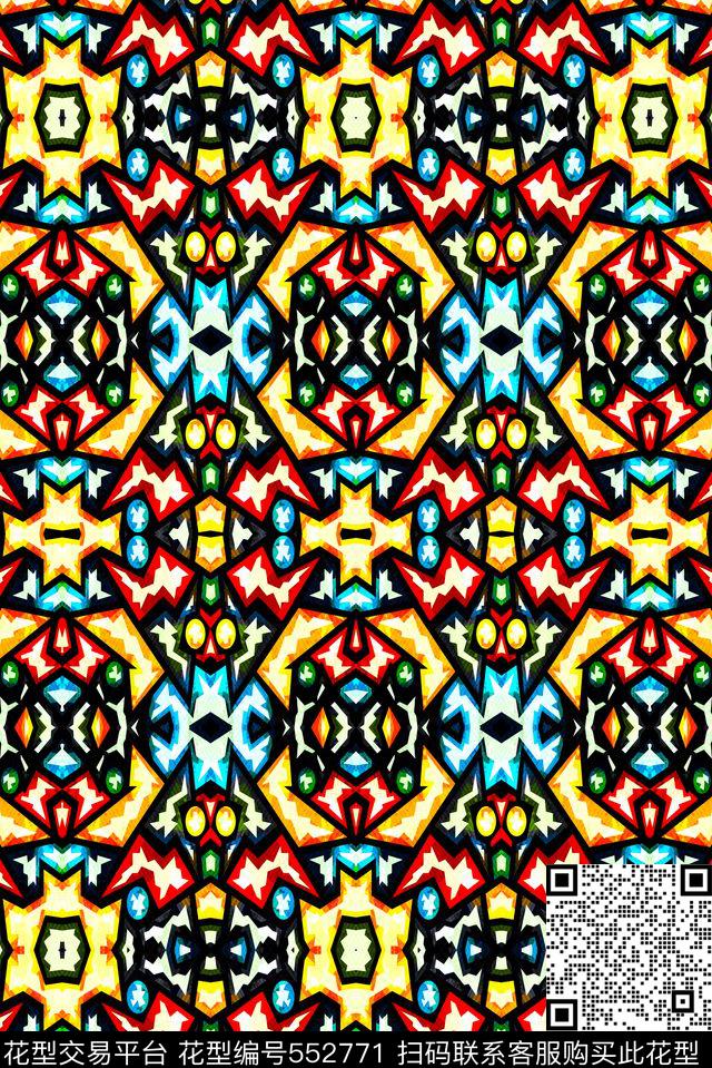 彩色几何衬衣几何条纹传统印花华亿平台下载（图片编号: 552771） - 瓦栏（Walan）