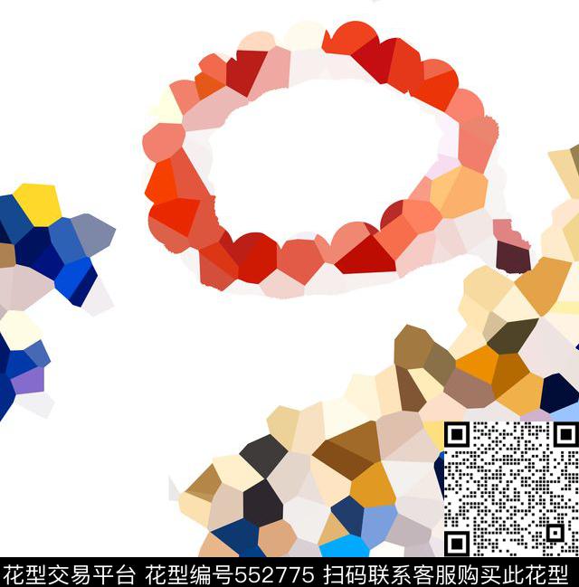 抽象色块珠宝传统印花华亿平台下载（图片编号: 552775） - 瓦栏（Walan）