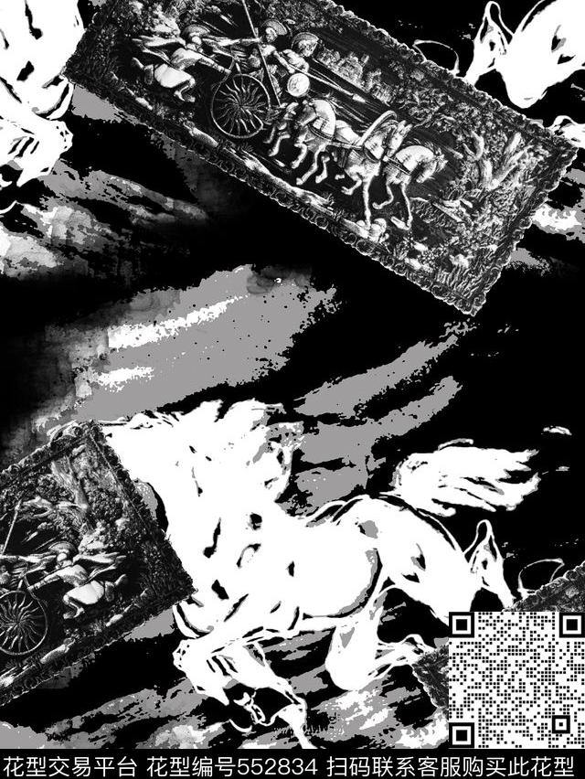 复古男装图案贵族马车男装T恤图案数码印花华亿平台下载（图片编号: 552834） - 瓦栏（Walan）