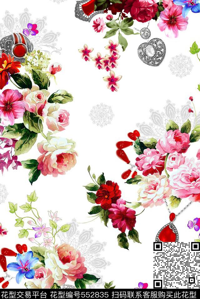 花卉蕾丝女装数码印花华亿平台下载（图片编号: 552835） - 瓦栏（Walan）