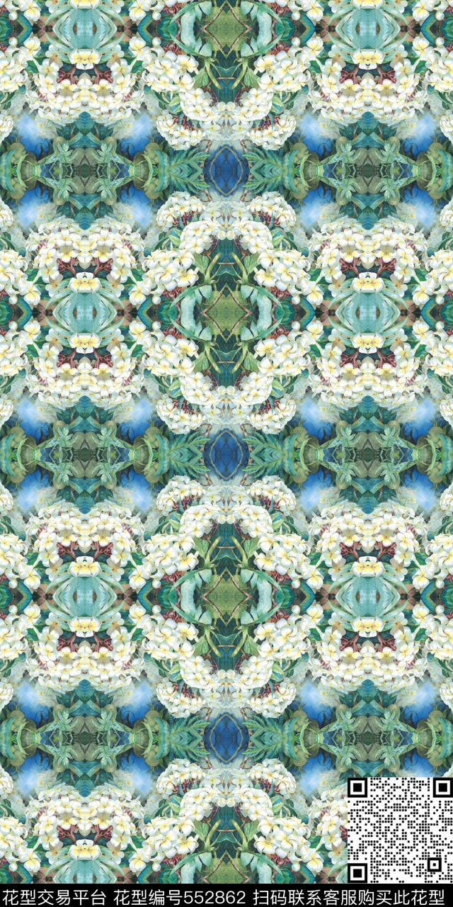 复古手绘绣球花数码印花华亿平台下载（图片编号: 552862） - 瓦栏（Walan）