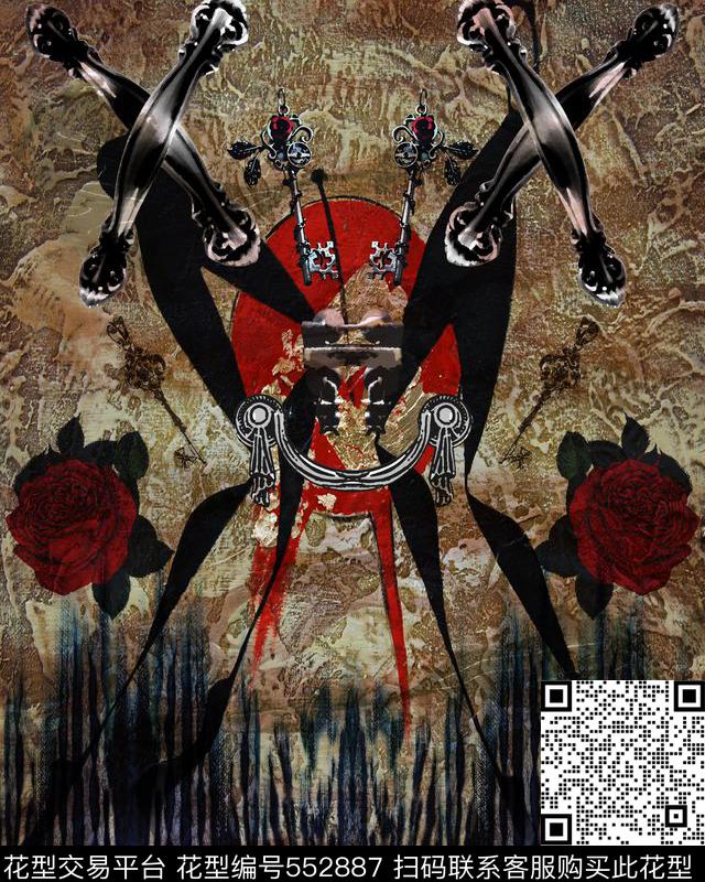 复古花卉几何豹纹街头图案数码印花华亿平台下载（图片编号: 552887） - 瓦栏（Walan）