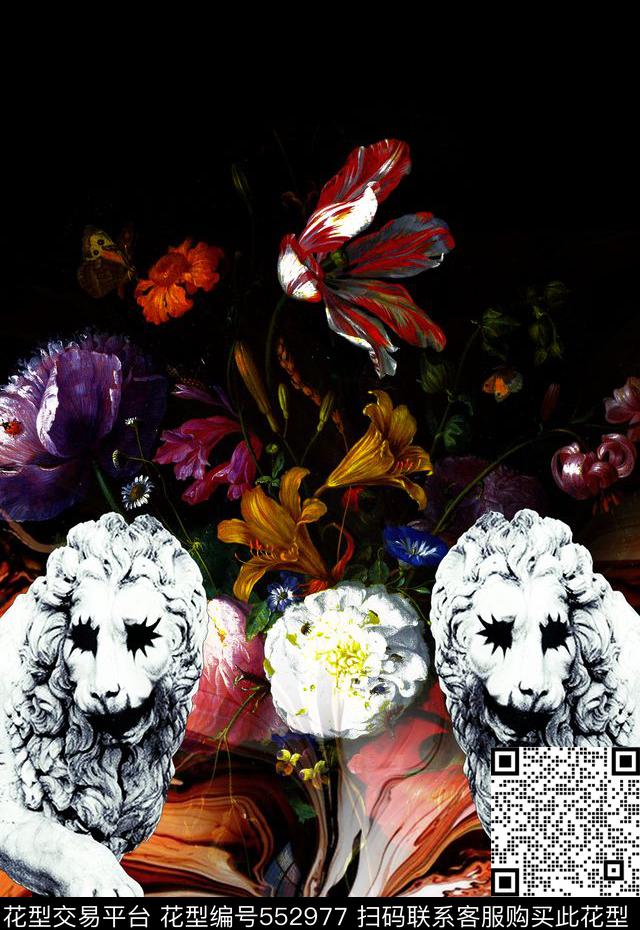 潮牌花卉流行时尚数码印花华亿平台下载（图片编号: 552977） - 瓦栏（Walan）