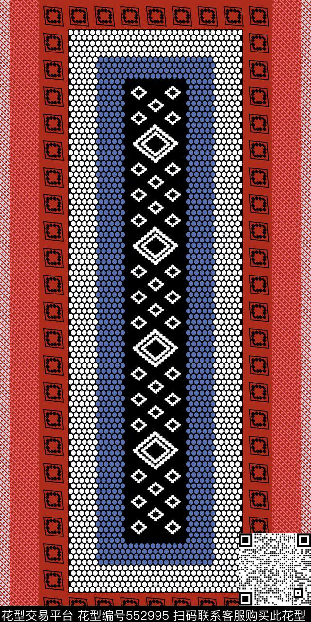 几何围巾波点传统印花华亿平台下载（图片编号: 552995） - 瓦栏（Walan）