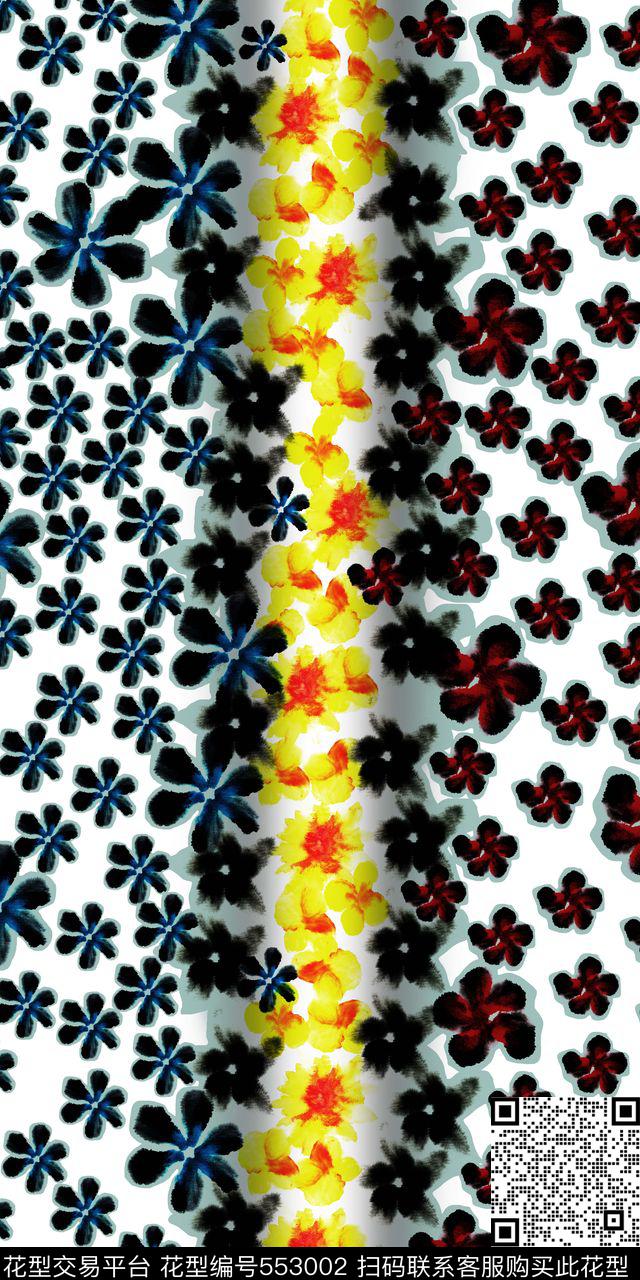 小花朵围巾传统印花华亿平台下载（图片编号: 553002） - 瓦栏（Walan）