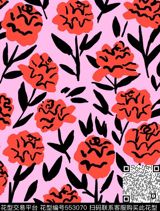 森女田园风手绘花卉植物花卉系列传统印花华亿平台下载（图片编号: 553070） - 瓦栏（Walan）