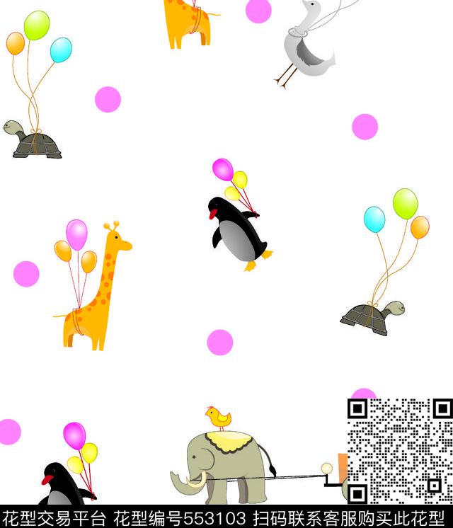 卡通小动物波点传统印花华亿平台下载（图片编号: 553103） - 瓦栏（Walan）