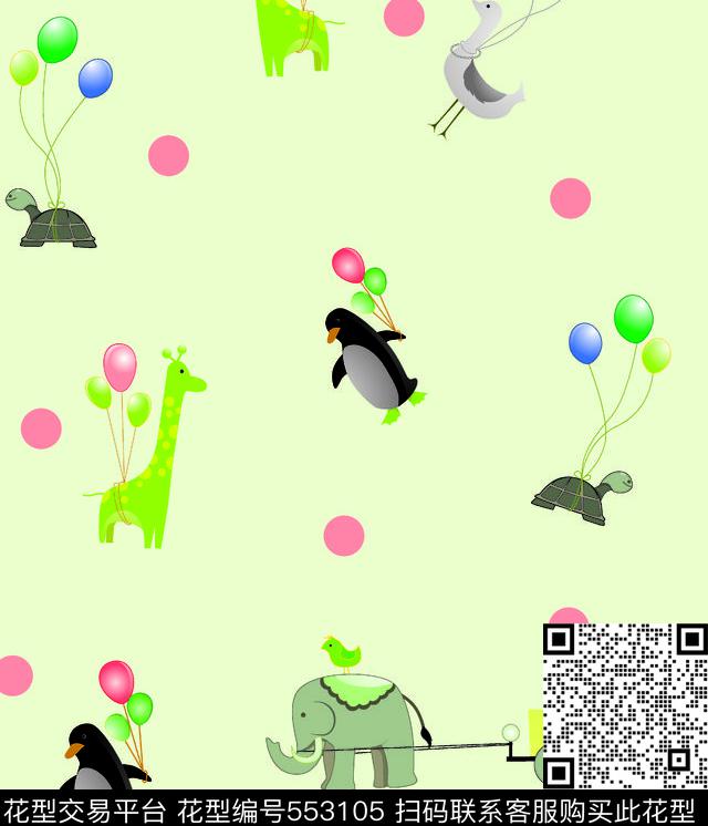 卡通小动物波点传统印花华亿平台下载（图片编号: 553105） - 瓦栏（Walan）