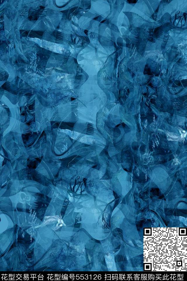 抽象复古夹克华亿平台数码印花华亿平台下载（图片编号: 553126） - 瓦栏（Walan）