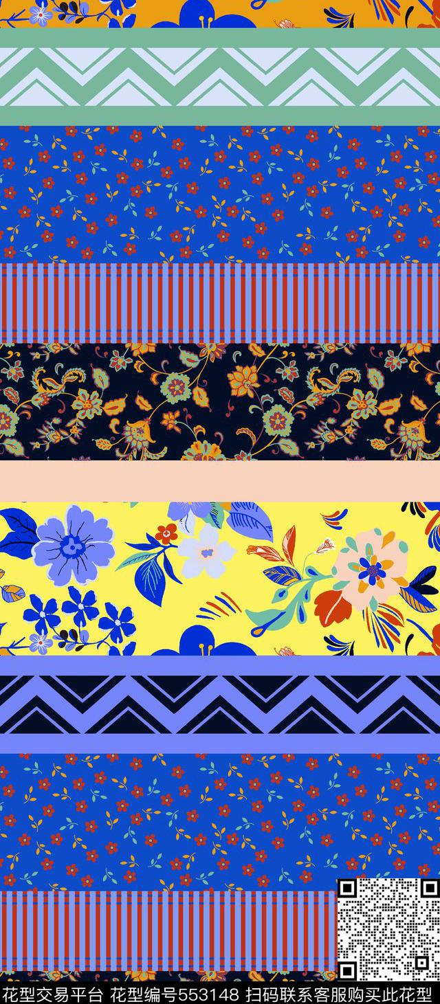 休闲花卉几何传统印花华亿平台下载（图片编号: 553148） - 瓦栏（Walan）