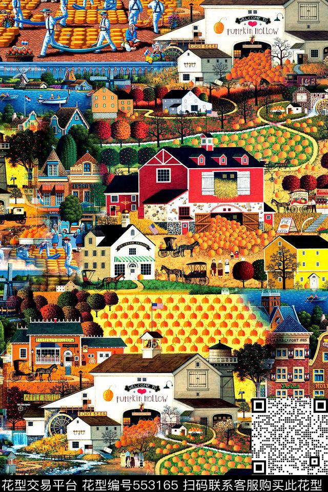 欧式复古建筑数码印花华亿平台下载（图片编号: 553165） - 瓦栏（Walan）