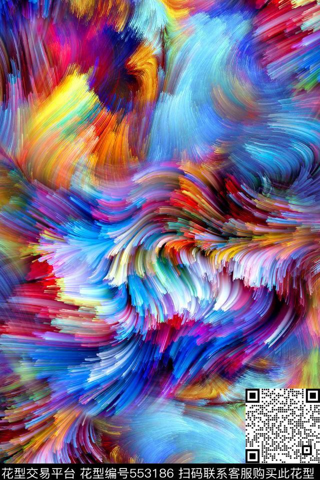 抽象线条分形时尚数码印花华亿平台下载（图片编号: 553186） - 瓦栏（Walan）
