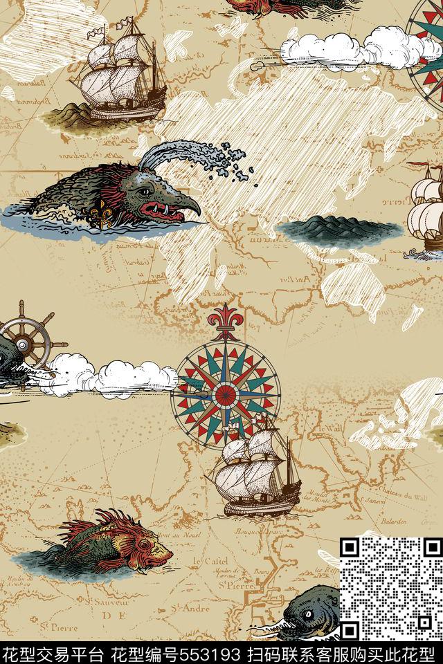 捕鱼地图复古传统印花华亿平台下载（图片编号: 553193） - 瓦栏（Walan）