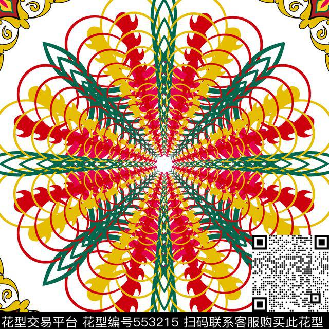 创意围巾花纹旗袍伞传统印花华亿平台下载（图片编号: 553215） - 瓦栏（Walan）