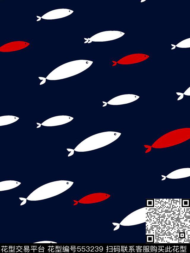 抽象男装图案小鱼动物男装图案传统印花华亿平台下载（图片编号: 553239） - 瓦栏（Walan）