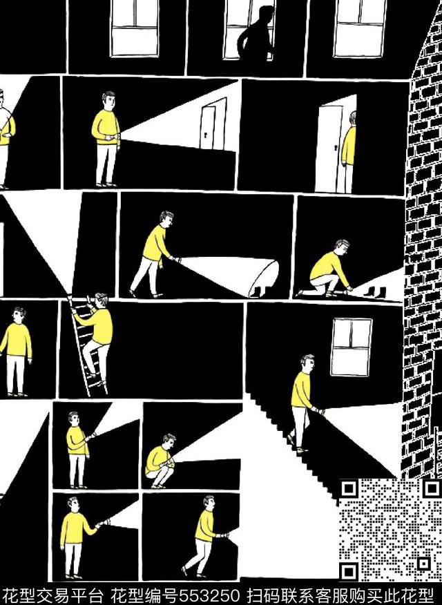 抽象男装图案几何拼块男装男装衬衫图案传统印花华亿平台下载（图片编号: 553250） - 瓦栏（Walan）