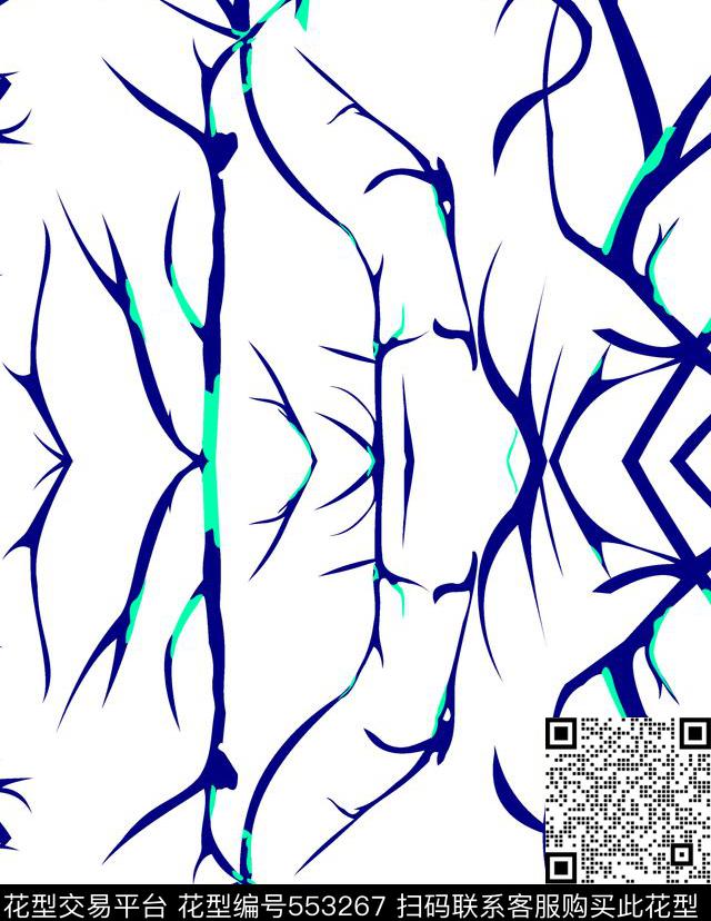 时尚几何枝条传统印花华亿平台下载（图片编号: 553267） - 瓦栏（Walan）