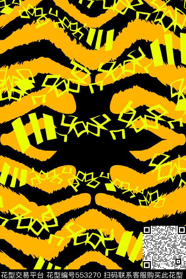 时尚字母虎纹传统印花华亿平台下载（图片编号: 553270） - 瓦栏（Walan）