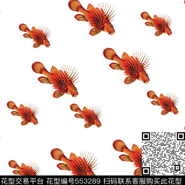 时尚黑底鱼类传统印花华亿平台下载（图片编号: 553289） - 瓦栏（Walan）