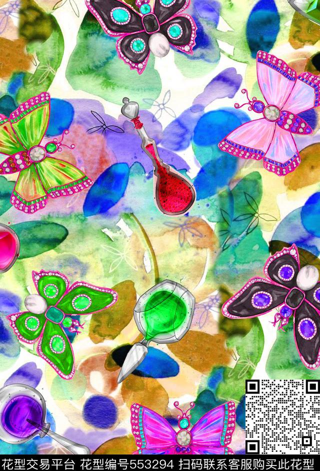 服装复古花卉数码印花华亿平台下载（图片编号: 553294） - 瓦栏（Walan）