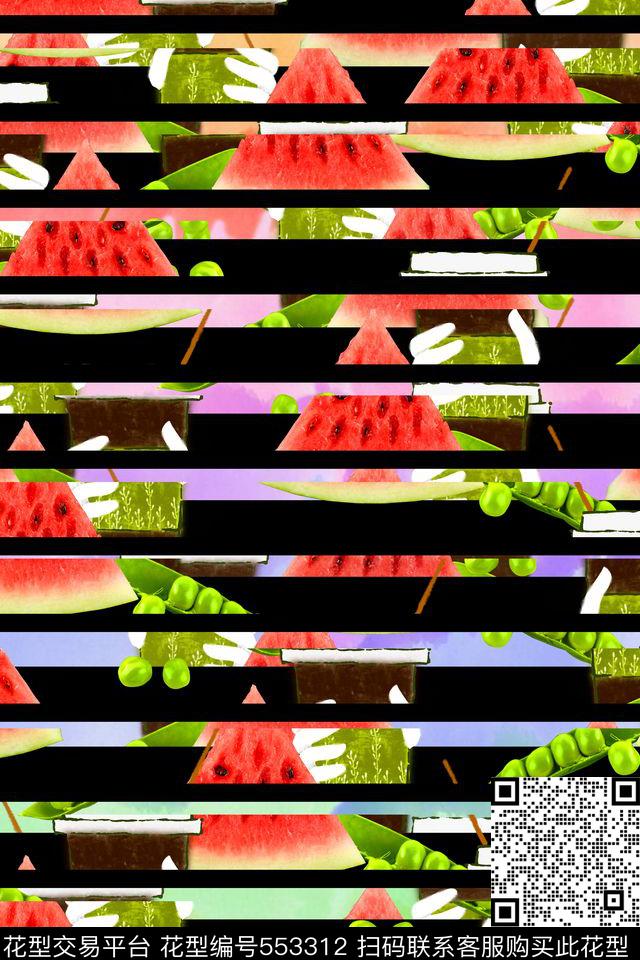 几何西瓜提子数码印花华亿平台下载（图片编号: 553312） - 瓦栏（Walan）