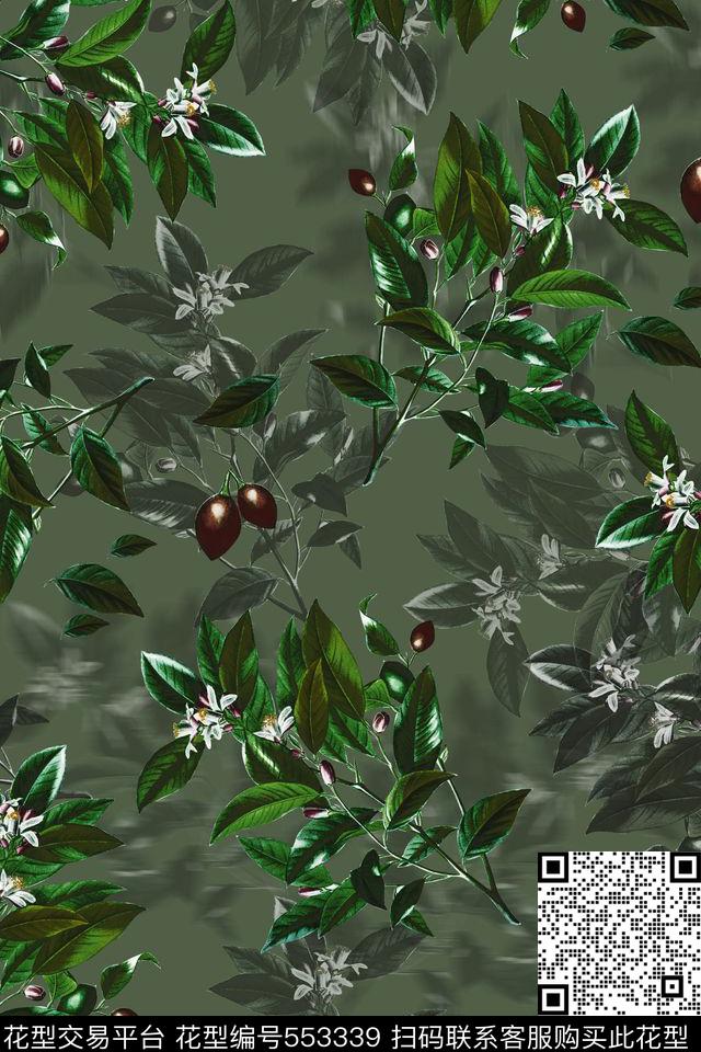 复古田园风复古树叶肌理花卉果实素雅配色休闲女装沙发布桌布数码印花华亿平台下载（图片编号: 553339） - 瓦栏（Walan）