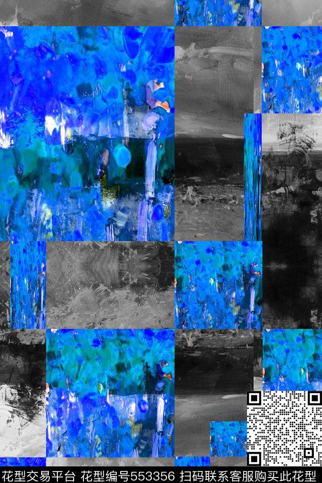 几何油画肌理数码印花华亿平台下载（图片编号: 553356） - 瓦栏（Walan）