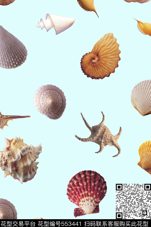 贝壳衬衫海滩数码印花华亿平台下载（图片编号: 553441） - 瓦栏（Walan）