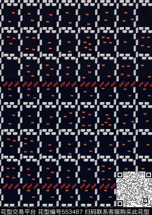 点状格子传统印花华亿平台下载（图片编号: 553487） - 瓦栏（Walan）