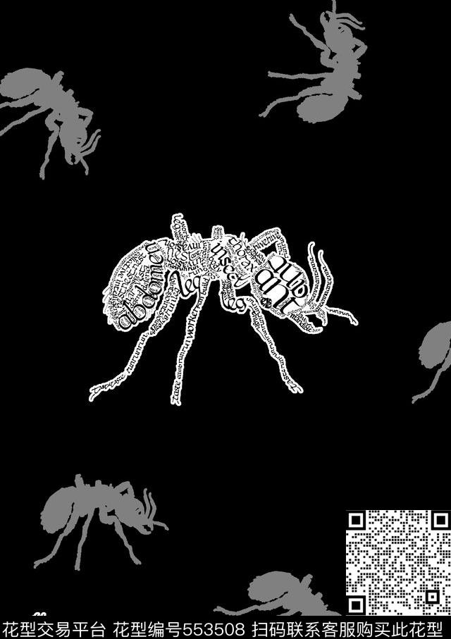 时尚潮流趣味昆虫男装衬衫图案传统印花华亿平台下载（图片编号: 553508） - 瓦栏（Walan）
