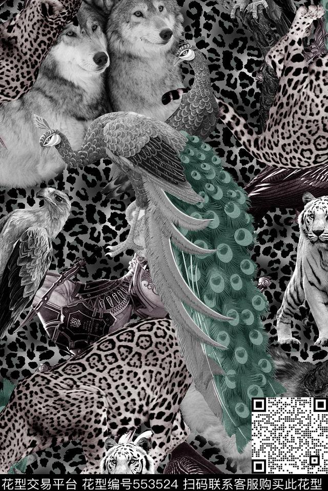 原创时尚潮流动物复古数码印花华亿平台下载（图片编号: 553524） - 瓦栏（Walan）
