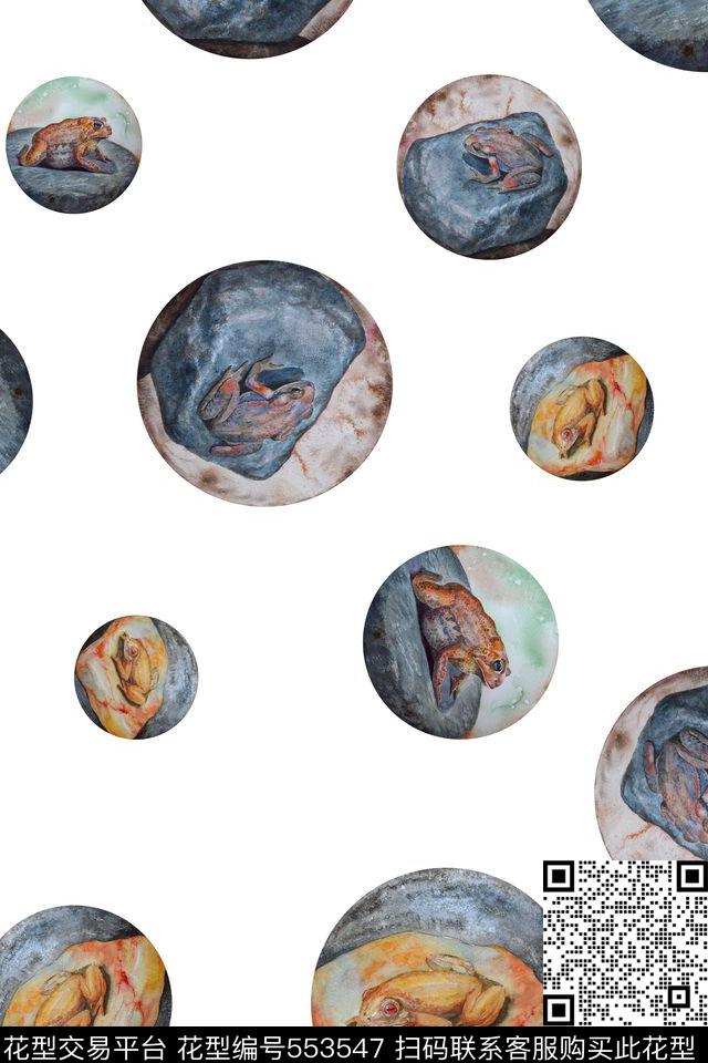 流行时尚水彩波点数码印花华亿平台下载（图片编号: 553547） - 瓦栏（Walan）