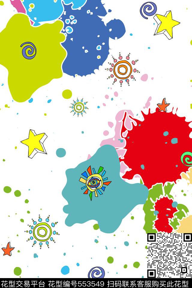 流行时尚卡通喷溅传统印花华亿平台下载（图片编号: 553549） - 瓦栏（Walan）