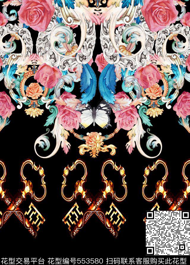 抽像花钥匙数码印花华亿平台下载（图片编号: 553580） - 瓦栏（Walan）