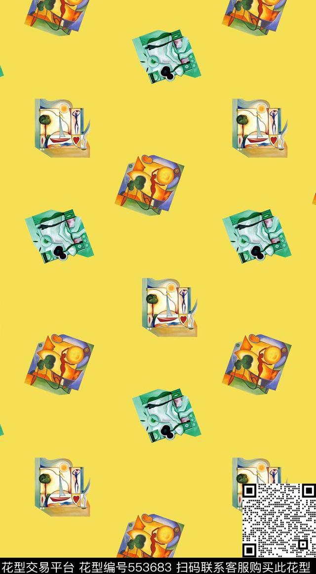 插画沉稳衬衣数码印花华亿平台下载（图片编号: 553683） - 瓦栏（Walan）