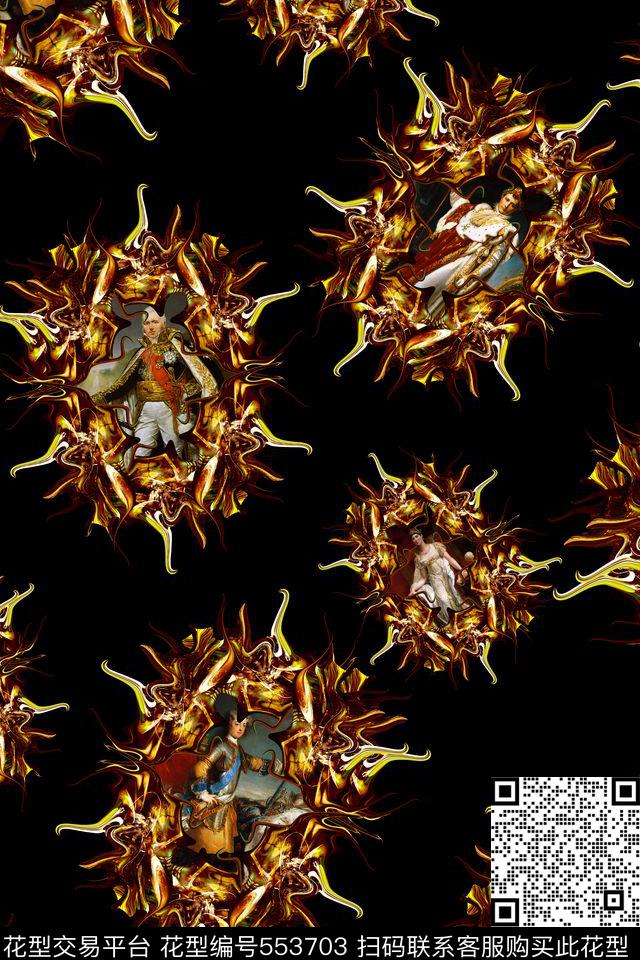 复古油画满版数码印花华亿平台下载（图片编号: 553703） - 瓦栏（Walan）