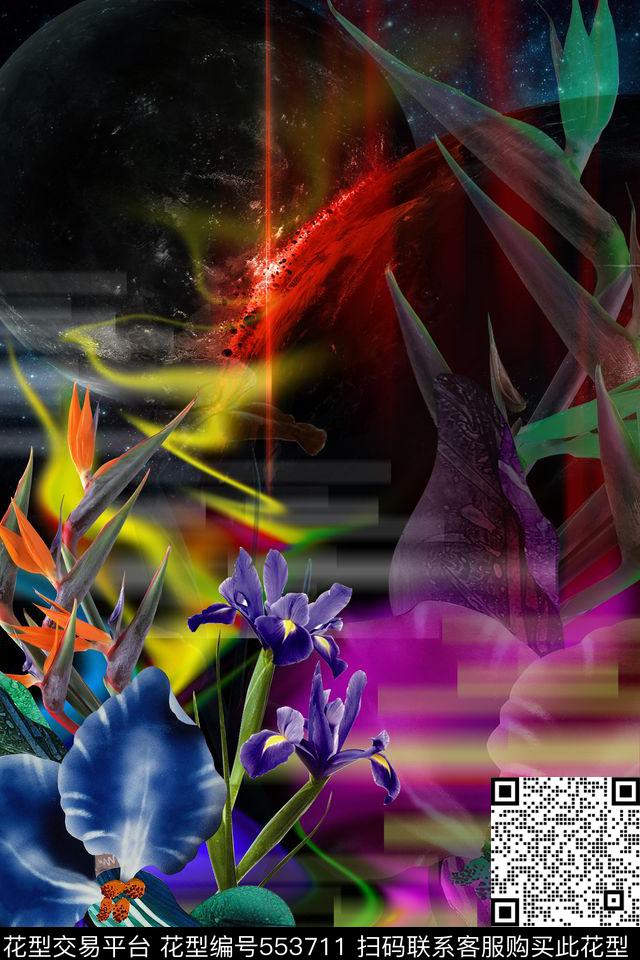 定位光影花卉数码印花华亿平台下载（图片编号: 553711） - 瓦栏（Walan）