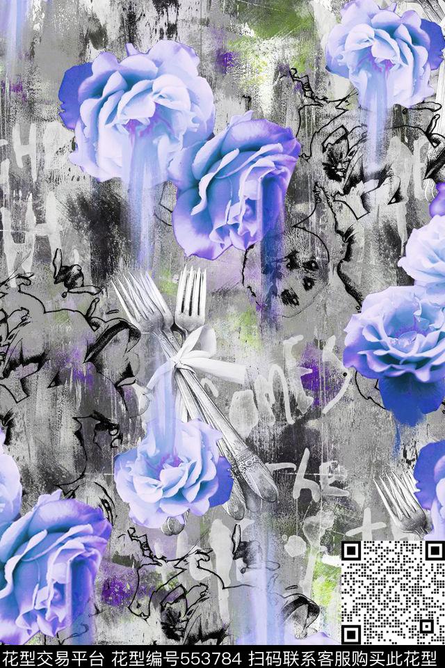 抽象复古朦胧肌理背景抽象花卉男士休闲衬衫休闲女装数码印花华亿平台下载（图片编号: 553784） - 瓦栏（Walan）