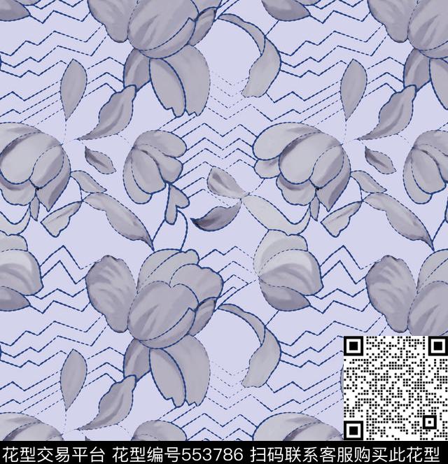 抽象花卉渐变花小翠花传统印花华亿平台下载（图片编号: 553786） - 瓦栏（Walan）